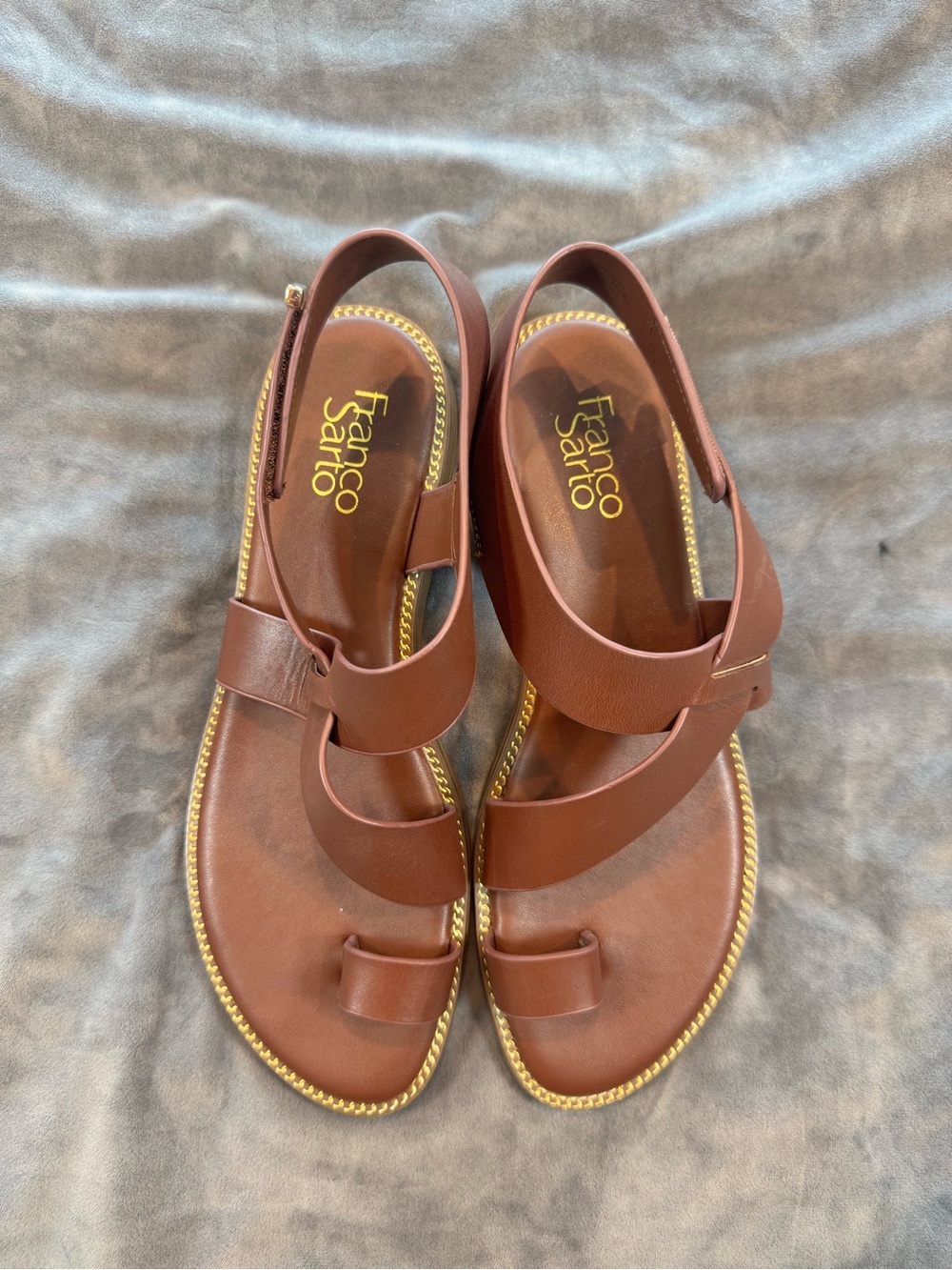 Franco Sarto Sandals - Brown Leather Ankle Strap - Size 7.5 - Picture 1 of 5